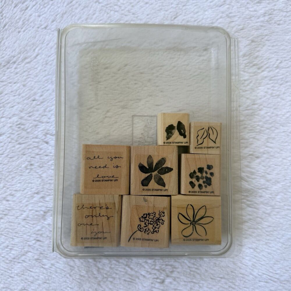 2005 PAINTED POSIES Stampin Up Mounted RUBBER STAMPS Set of 8 FLOWERS